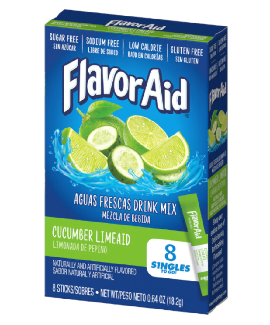 Flavor Aid Aguas Frescas Cucumber Limeade Drink Mix - 8 Singles