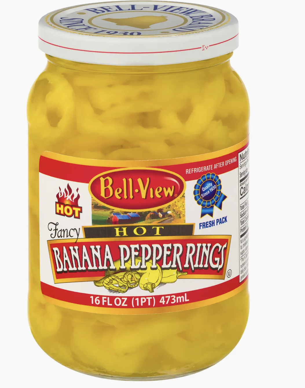 Bell View Hot Banana Peppers Rings  16oz