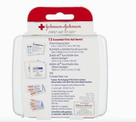 Johnson & Johnson 12 Piece  First Aid Travel Pack